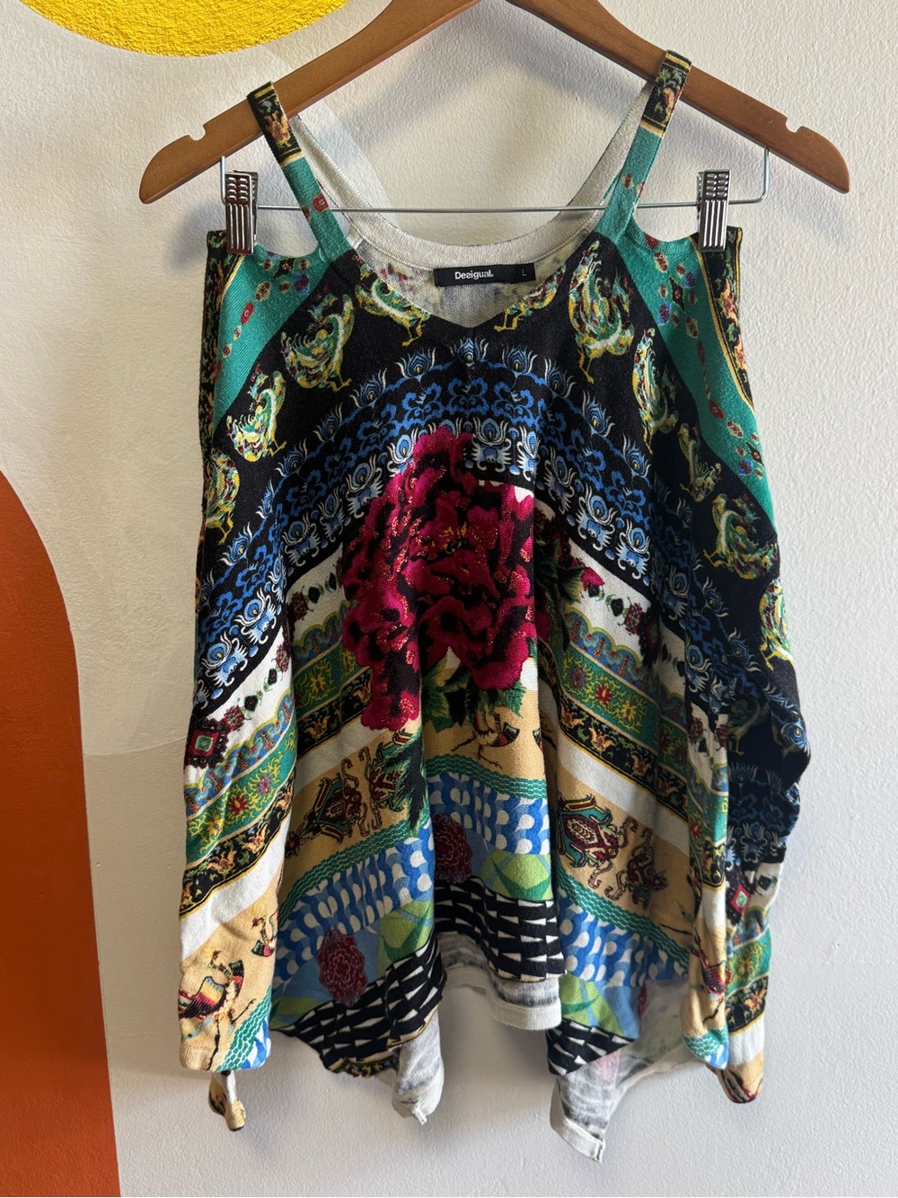 Desigual "Morrison" Cold-Shoulder Knit Top